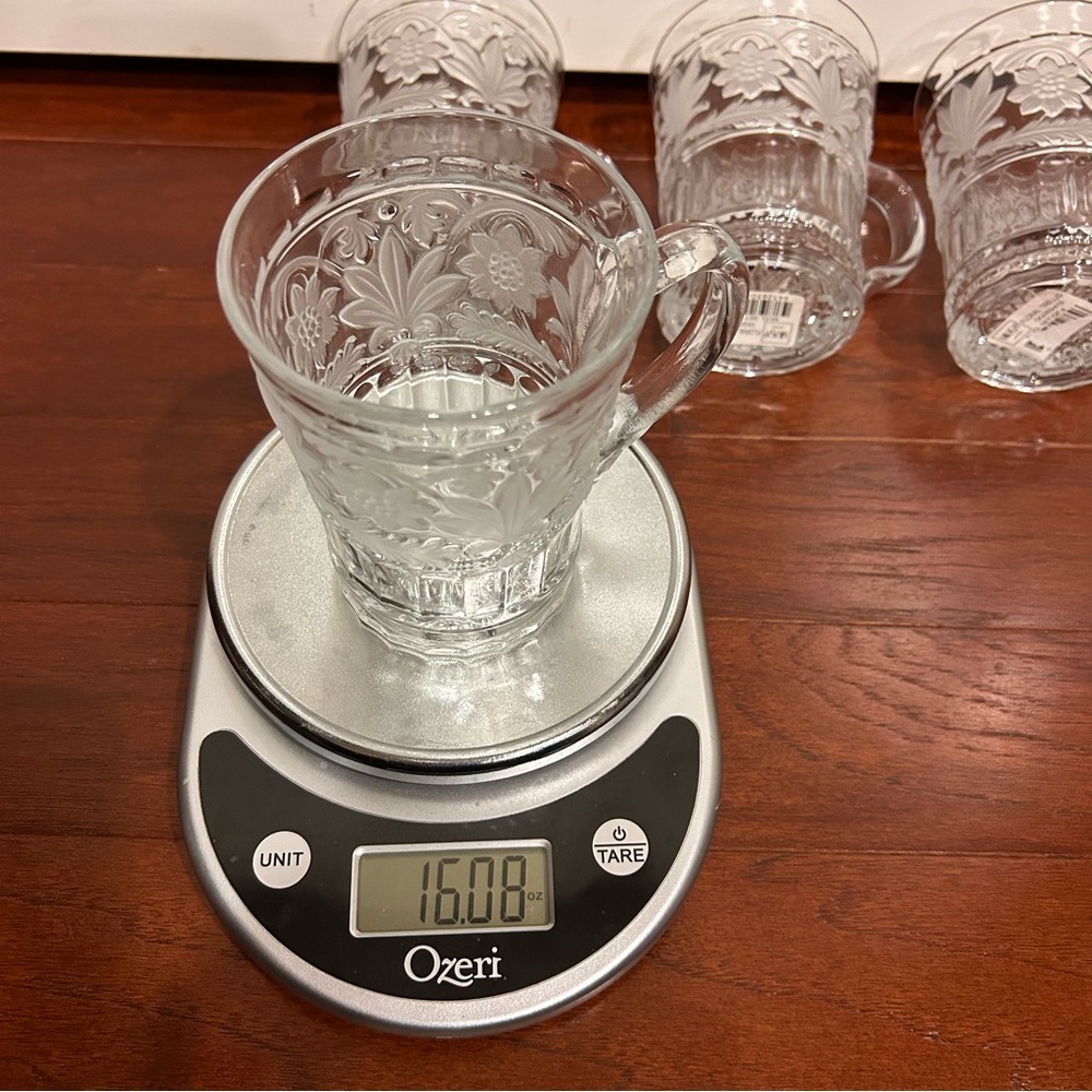 Vintage Set Of 4  MIKASA "Trellis Floral" Frosted Cut Glass Crystal Mugs NWT - Picture 11 of 11